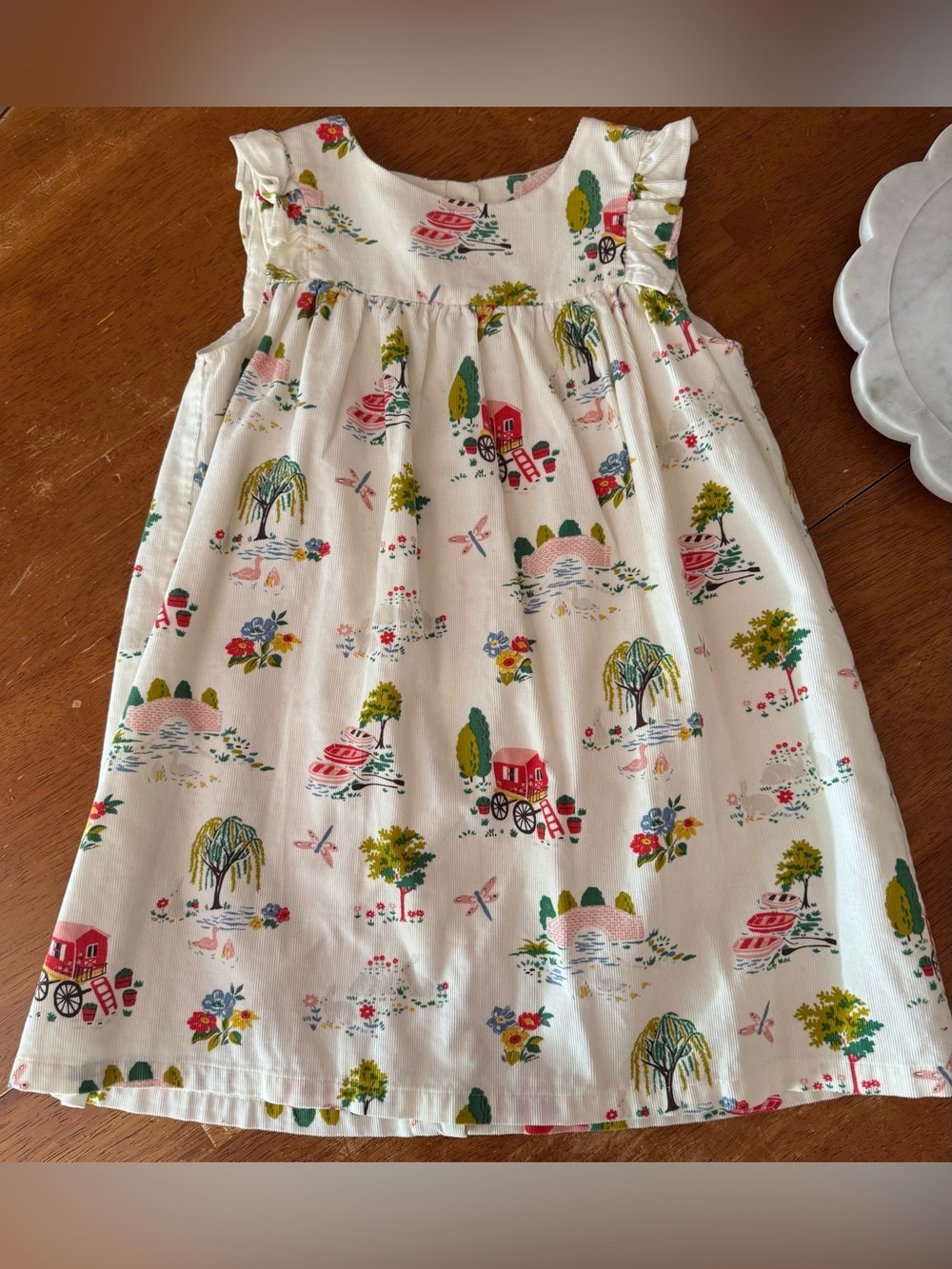 Baby Boden Wind In The Willow Soft Corduroy  Dress 3-4Y
